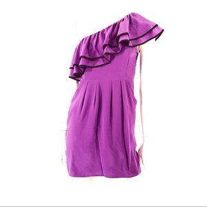 Yumi Kim NWT Purple One Shoulder Ruffle Mini Dress
